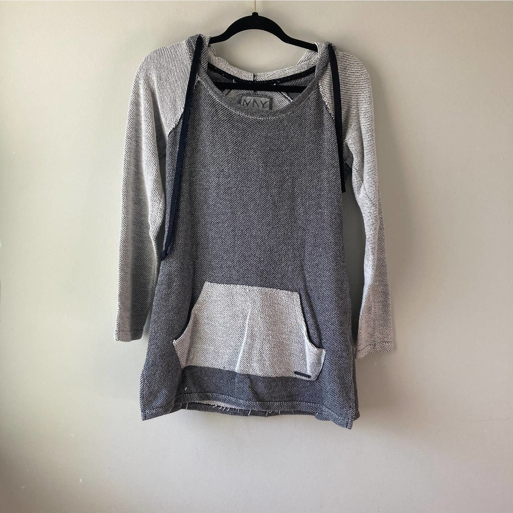 Marc New York Two Tone Gray Long Sleeve Drawstring Hoodie Sweater size Small